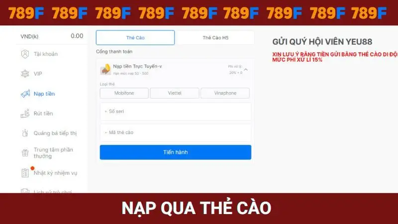 Nạp qua thẻ cào phù hợp với số tiền mệnh giá nhỏ